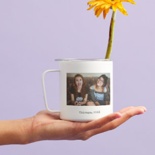 Simple White Minimalist Photo Text Keepsake Coffee Mug