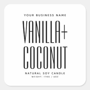Simple white minimalist soy wax melts candle label