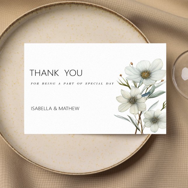 Simple white mint green spring floral Thank You  Invitation (Simple white mint green spring floral Thank You )