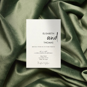 Simple white modern minimalistic wedding  invitation