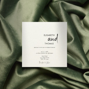 Simple white modern minimalistic wedding invitation