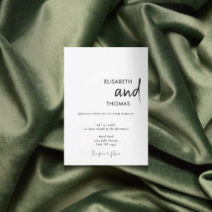 Simple white modern minimalistic wedding  invitation