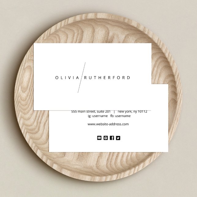 Simple White Modern  Social Media Icons Business Card (Creator Uploaded)