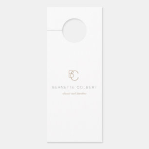 Simple White Modern Two Initial Monogram Door Hanger