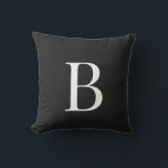 Simple White Monogram Black  Cushion<br><div class="desc">White Monogram  Black background Outdoor Pillow.</div>
