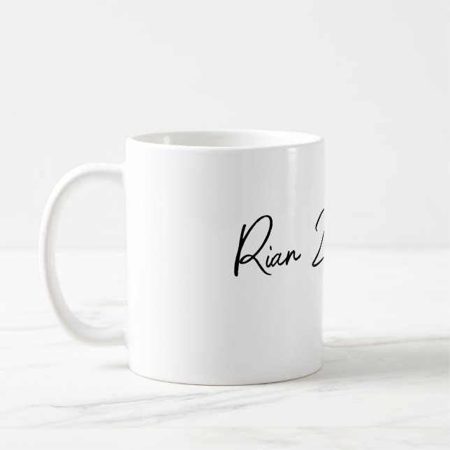 Simple White Mug with Script Name (Left)