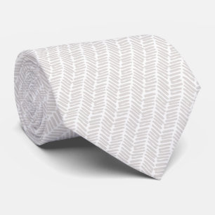 Simple White Mushroom Ivory Abstract Chevron Tie