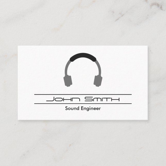 Simple | White Music Headphones Business Card (Front)
