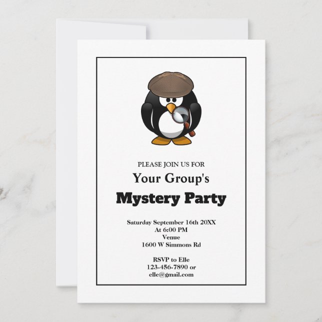 Simple White Mystery Party Invitation (Front)