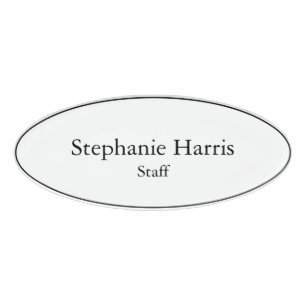 Simple white name tags oval