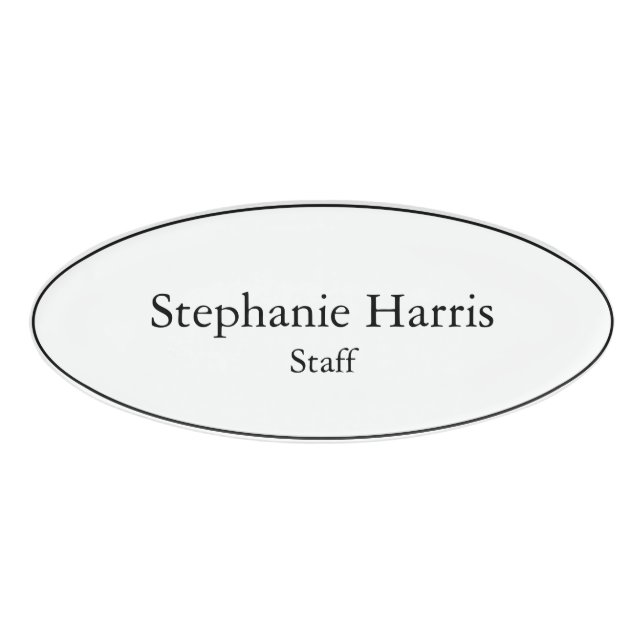 Simple white name tags oval (Front)