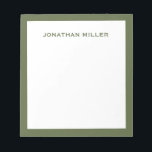 Simple White Navy Typographic Notepad<br><div class="desc">A professional notepad with a minimalist design in olive green and white. Custom monogram name on a simple white background,  framed by an olive green border. Personalise using the fields provided or use the 'message' button to contact the designer for help.</div>