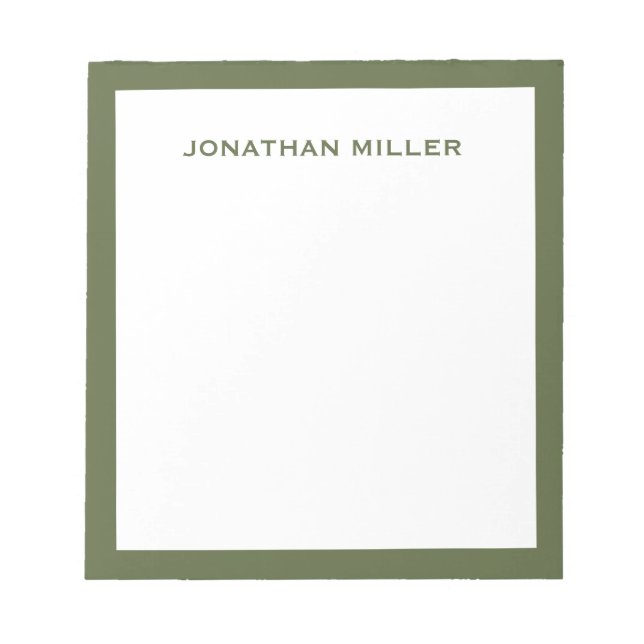 Simple White Navy Typographic Notepad (Front)