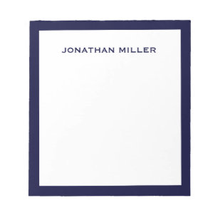 Simple White Navy Typographic Notepad