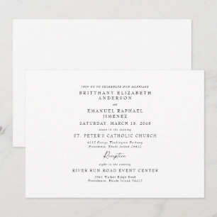 Simple White No Parents Listed Wedding Invitation