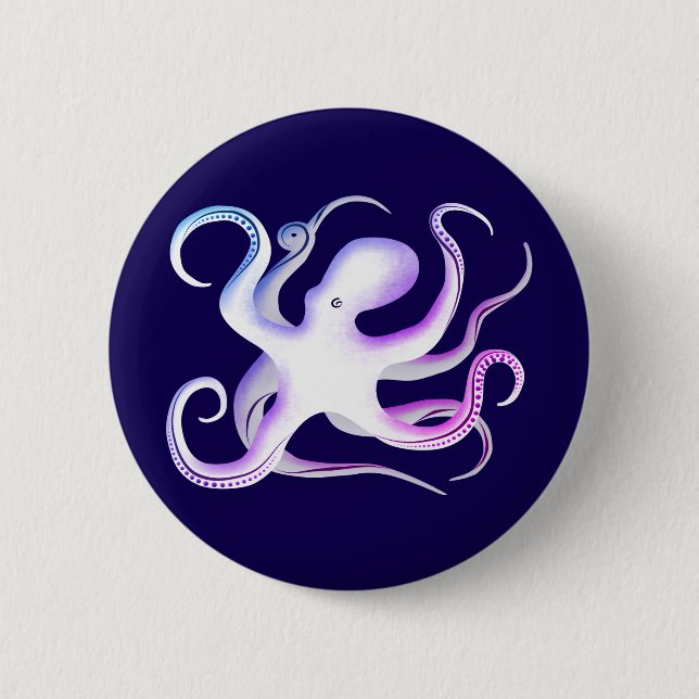 Simple White Octopus 6 Cm Round Badge (Front)