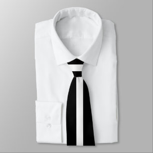 Simple White on Black Striped Tie