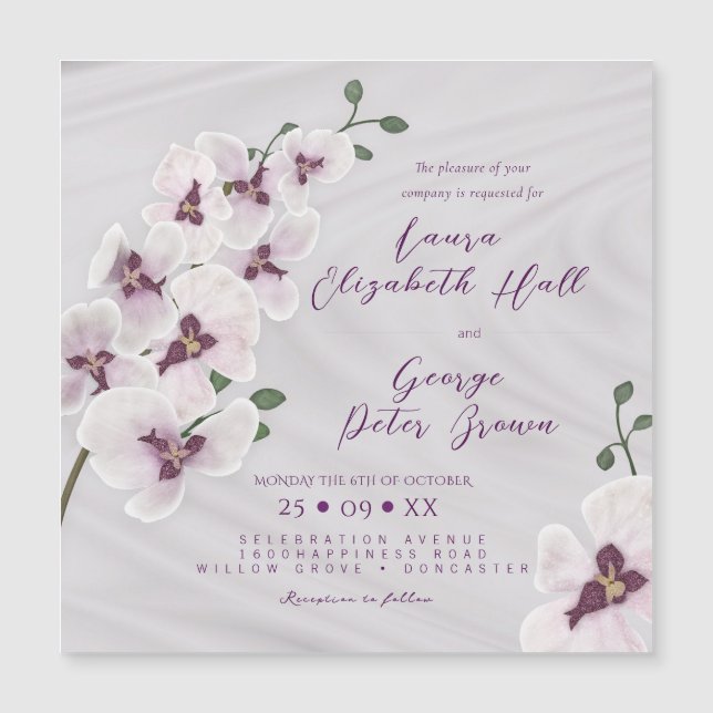Simple white orchid floral wedding invitation Card (Front)