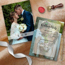 Simple White overlay Black Script Wedding Details