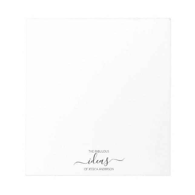 Simple white personalised paper pad (Front)