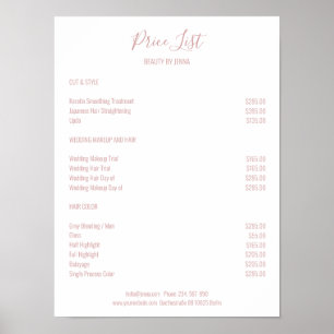 Simple White Pink Preislisten Poster