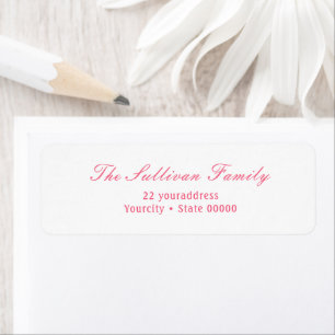 Simple white pink return address label