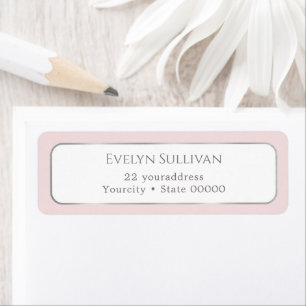 Simple white pink silver return address label