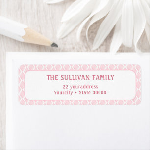 Simple white pink watercolor return address label