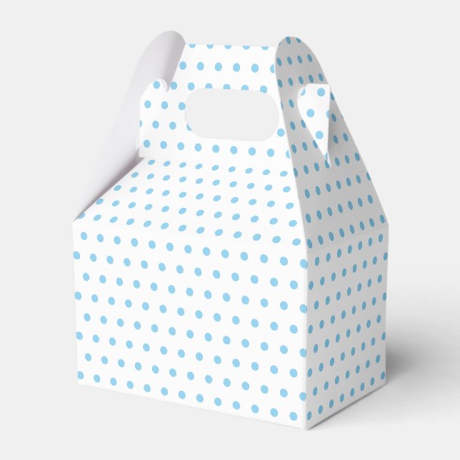 Simple White Polkadots Pattern On Baby Blue Favour Box (Front Side)