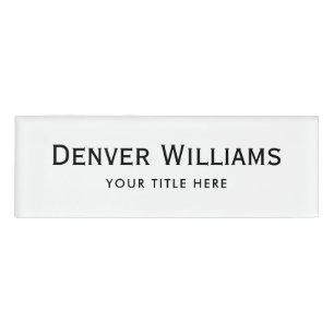 Simple white professional magnetic name tags