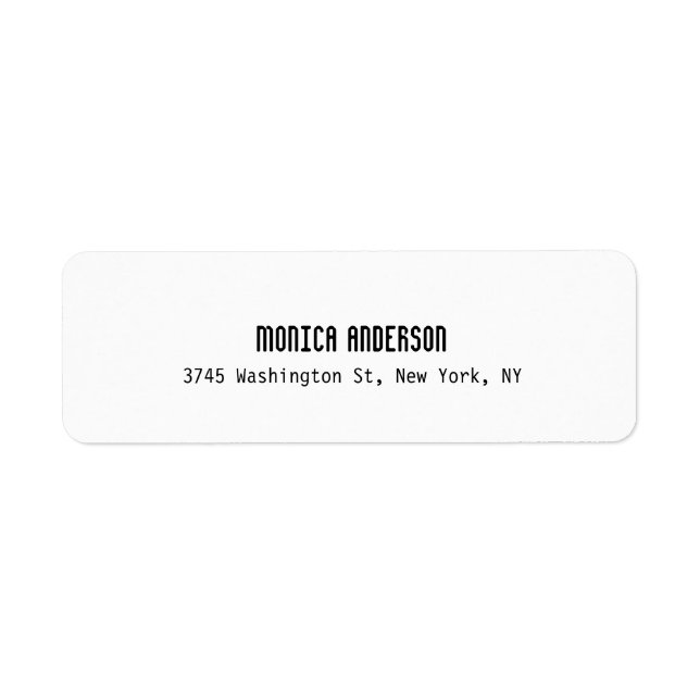 Simple White Professional Return Address Label (Front)