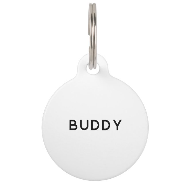 Simple White QR Code Pet Tag (Front)