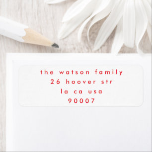 Simple White Red Christmas Holiday Return Address Label