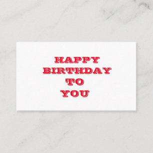 SIMPLE WHITE RED happy birth day CARD
