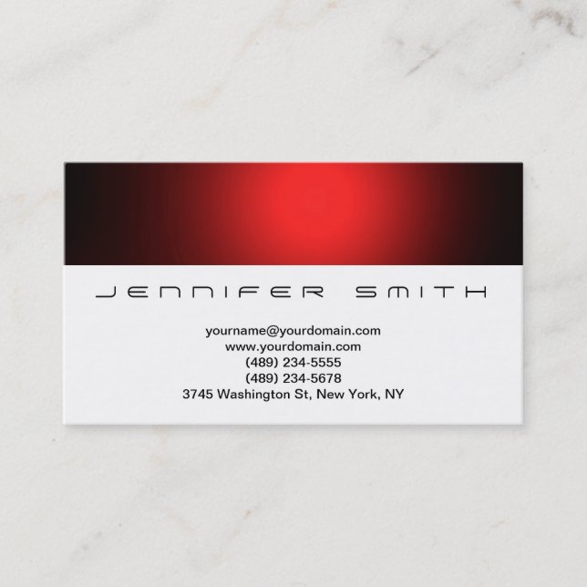 Simple White Red Plain Business Card (Front)