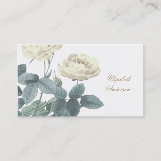 Simple White Rose Business Card (Front)