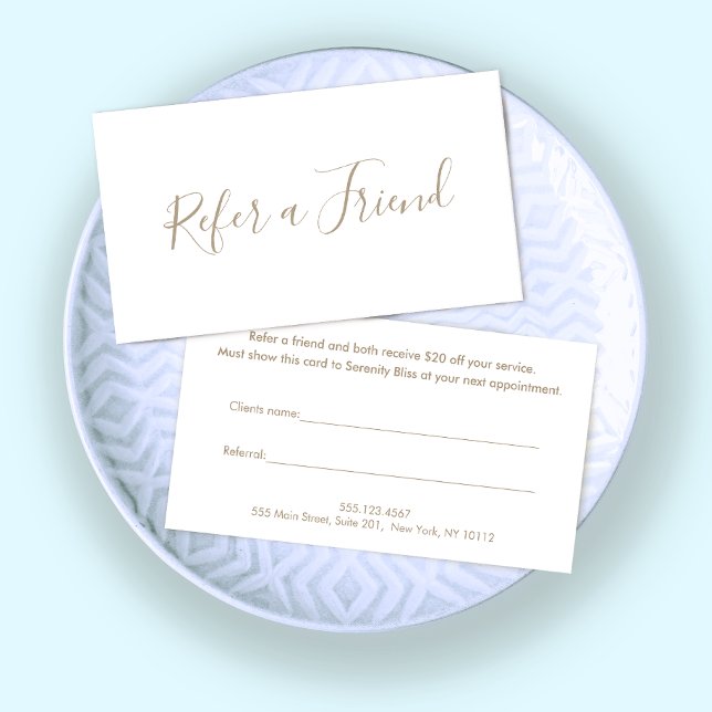 Simple White Script Refer a Friend Loyalty Card (Creator Uploaded)