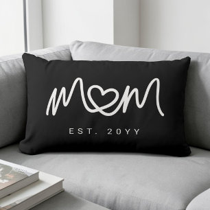 Simple White Script Unique Heart Mom Established Lumbar Cushion