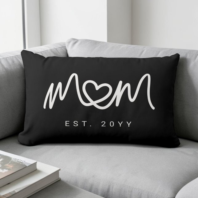 Simple White Script Unique Heart Mom Established Lumbar Cushion (Simple White Script Unique Heart Mom Established Lumbar Pillow)