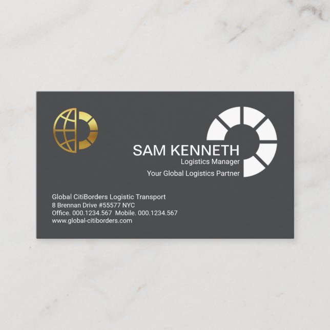 Simple White Semi Circle Logistics Transport Business Card (Front)