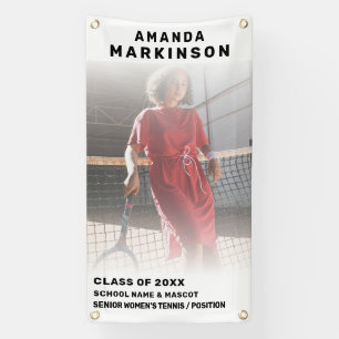 Simple White Senior Tennis Player Outdoor Banner