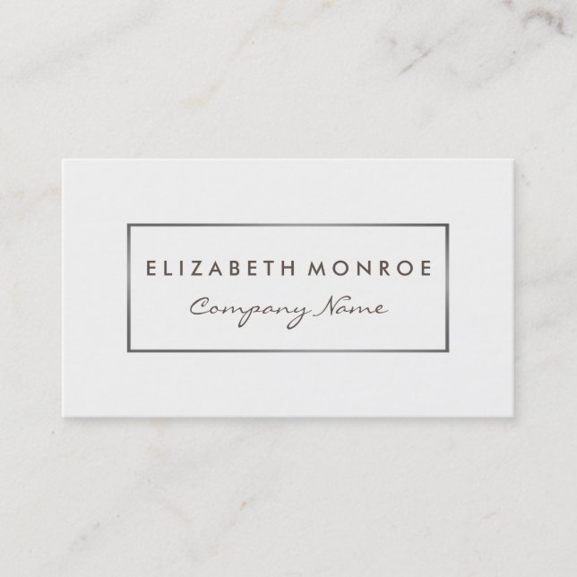 Simple White & Silver Foil Effect Business Card (Front)