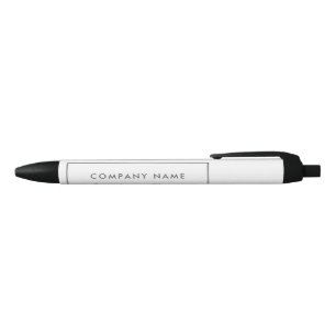 Simple White & Silver Foil Effect, Company/Event Black Ink Pen