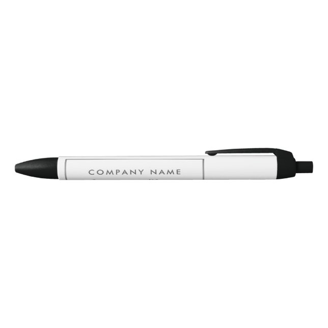 Simple White & Silver Foil Effect, Company/Event Black Ink Pen (Top)