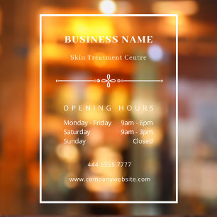 Simple White Small Business Door Sign Open Hours 