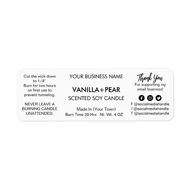 Simple White Soy Candle Labels (Front)