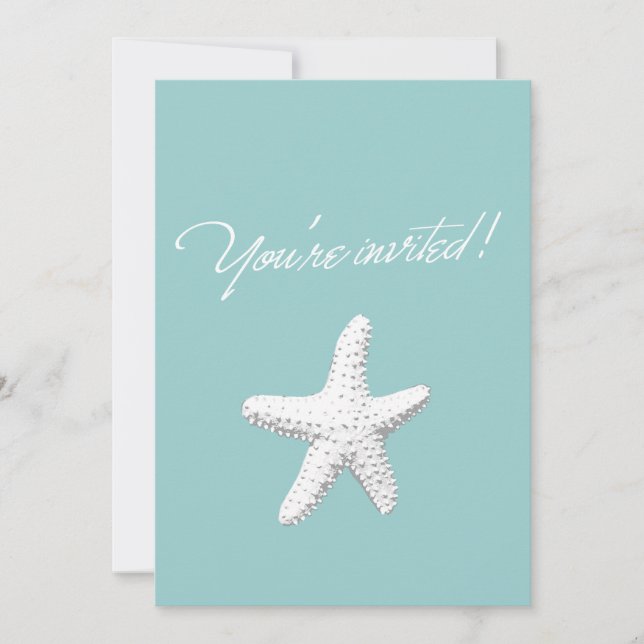 Simple White Starfish Baby Shower Invitation (Front)