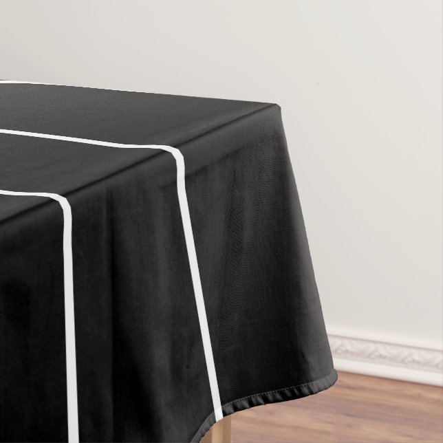 Simple White Stripes on Black Background Tablecloth (In Situ)