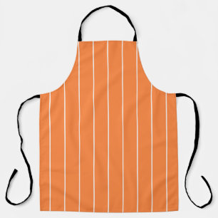 Simple White Stripes on Orange Background Apron