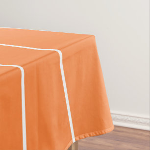 Simple White Stripes on Orange Background Tablecloth